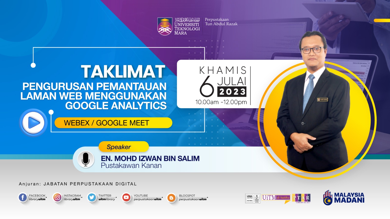 Taklimat Pengurusan Pemantauan Laman Web Menggunakan Google Analytic